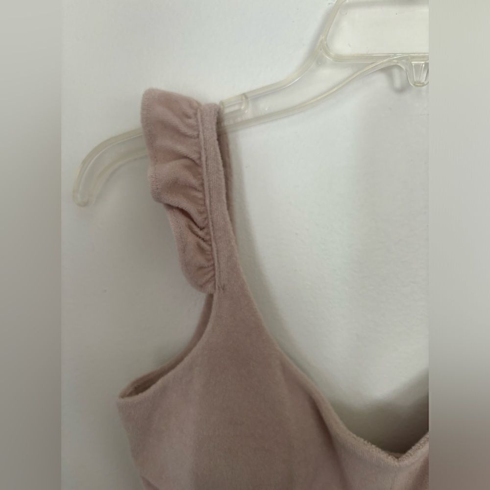 Bar III Cotton Terry Ruffle Strap Crop Top Size Small Tan - Picture 7 of 8